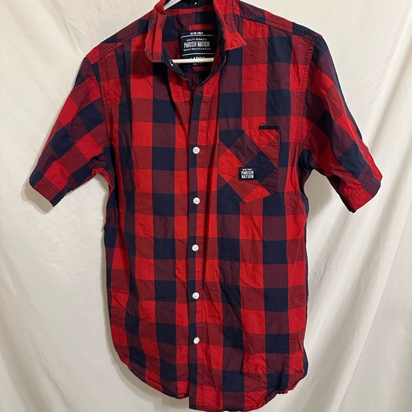 Parish Nation Plaid Short Sleeve Shirt - Picture 1 of 6